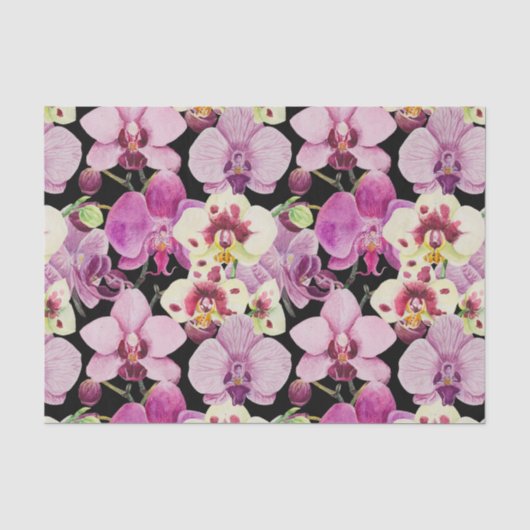 Colorful Orchid Flower Pattern Tissuepapier (Voorkant)