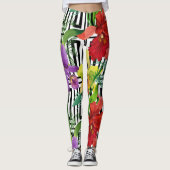 Colorful Orchid Flowers Waterverf Patroon Leggings (Voorkant)