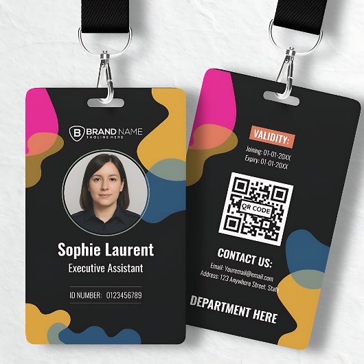 Colorful Organic Blobs Professional Employee ID Badge