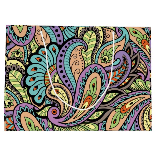 Colorful Oriental Paisley Pattern Groot Cadeauzakje (Achterkant)
