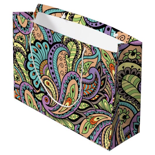 Colorful Oriental Paisley Pattern Groot Cadeauzakje (Achterkant Gekanteld)