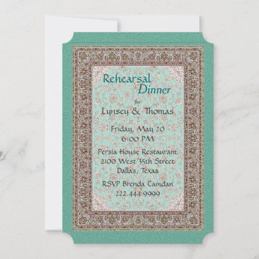 Colorful Oriental Rug Pattern Rehearsal Dinner Kaart (Voorkant)