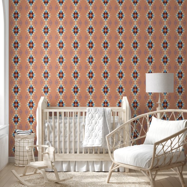Colorful Oriental Tribal Aztec Mosaic Behang (Kinderen)