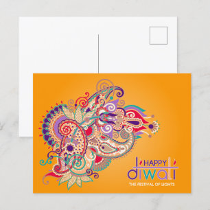 Colorful Ornament Happy Diwali Briefkaart
