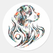 Colorful Ornamental Dog Logo Beagle Breed Ronde Sticker (Voorkant)