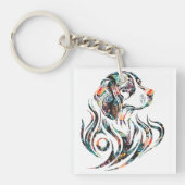 Colorful Ornamental Dog Logo Beagle Breed Sleutelhanger (Voorkant)