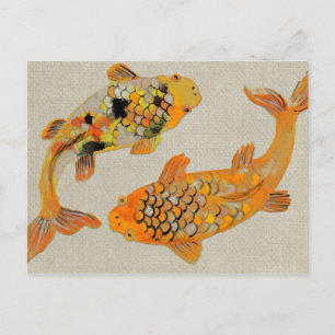Colorful Ornamental Koi Fish Swimming Briefkaart