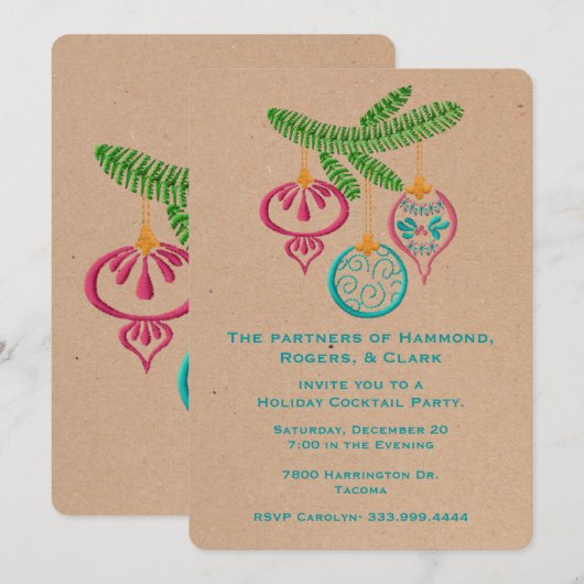 Colorful Ornaments Coporate Holiday Invitation Kaart (Voorkant / Achterkant)