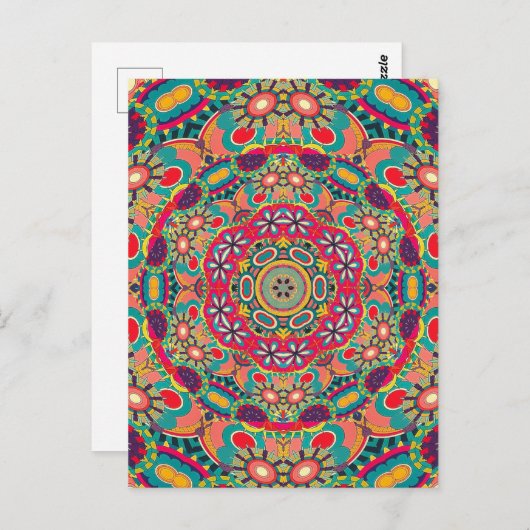 Colorful Ornate Kaleidoscope Mandala Pattern Briefkaart (Voorkant / Achterkant)