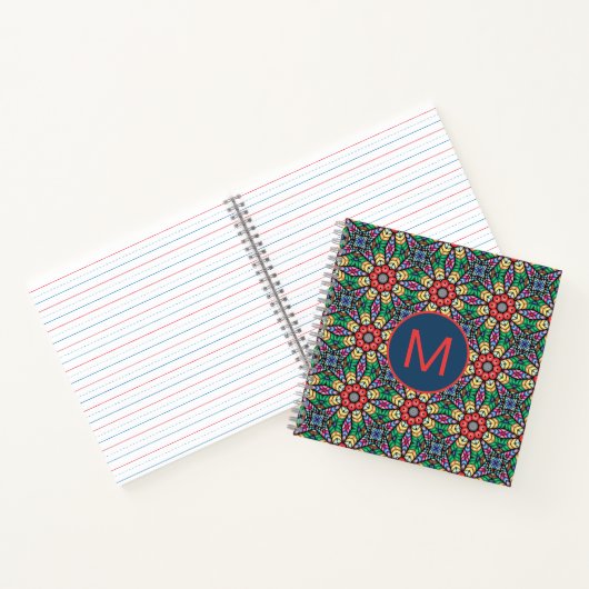 Colorful Ornate Kaleidoscope Pattern Monogram Notitieboek (Binnen)
