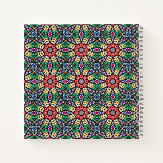 Colorful Ornate Kaleidoscope Pattern Monogram Notitieboek (Achterkant)