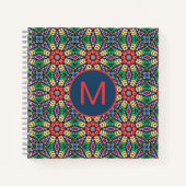 Colorful Ornate Kaleidoscope Pattern Monogram Notitieboek (Voorkant)
