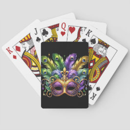 COLORFUL ORNATE MARDI GRAS MASK & FEATHERS POKERKAARTEN