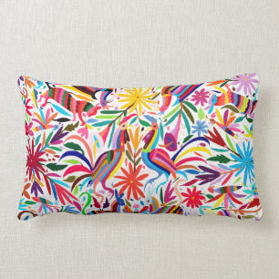 Colorful Otomi Lumbar Pillow, Mexicaans borduurwer Kussen