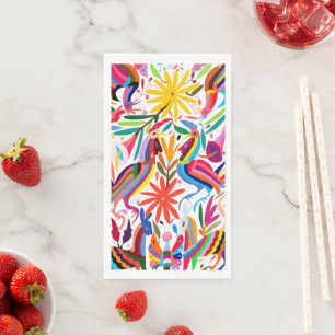 Colorful Otomi Print Dinner Napkins Servet