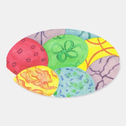 Colorful Oval Easter Egkers Stickers (Voorkant)