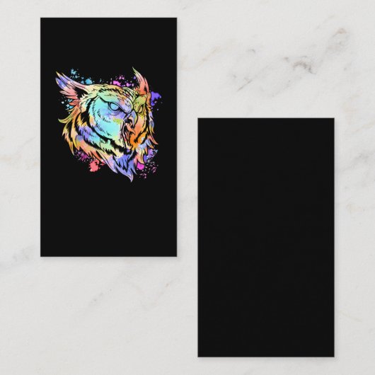 Colorful Owl Art Birds Lover Visitekaartje (Voorkant / Achterkant)