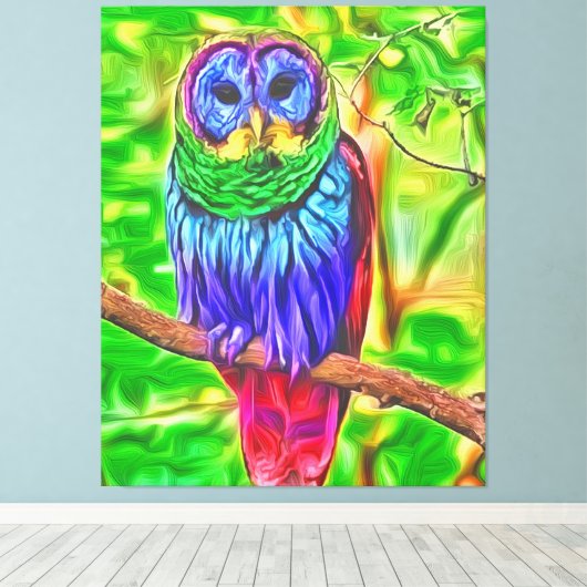 Colorful Owl Canvas Afdruk (Insitu (Houten vloer))
