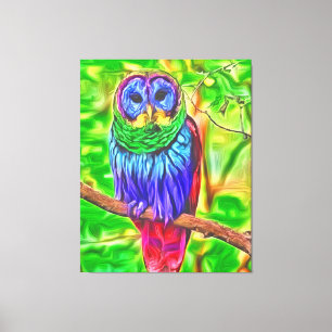 Colorful Owl Canvas Afdruk