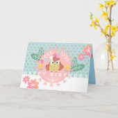 Colorful Owl Happy Birthday Kaart (Gele Bloem)