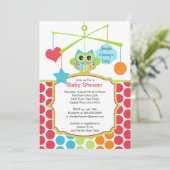 Colorful Owl Mobile Baby Shower-uitnodigingen Kaart (Staand voorkant)