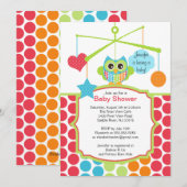 Colorful Owl Mobile Baby Shower-uitnodigingen Kaart (Voorkant / Achterkant)