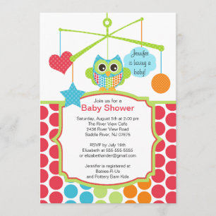 Colorful Owl Mobile Baby Shower-uitnodigingen Kaart