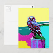 Colorful Owl op een post Posterization Briefkaart (Voorkant / Achterkant)