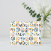 Colorful Owl Pattern - stoffige pastels Briefkaart (Staand voorkant)