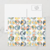Colorful Owl Pattern - stoffige pastels Briefkaart (Voorkant / Achterkant)