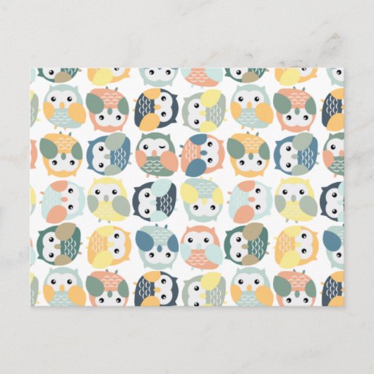 Colorful Owl Pattern - stoffige pastels Briefkaart (Voorkant)
