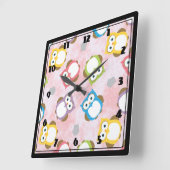 Colorful Owl pattern Vierkante Klok (Hoek)