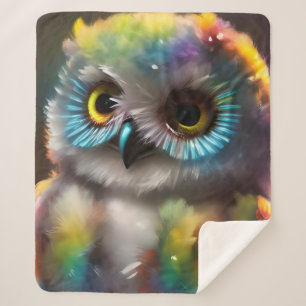 Colorful Owl Sherpa Blanket Deken