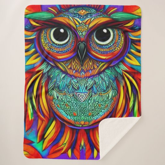 Colorful Owl Sherpa Blanket Deken (Voorkant)