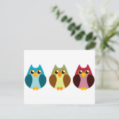 Colorful Owl Trio Briefkaart (Staand voorkant)