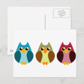 Colorful Owl Trio Briefkaart (Voorkant / Achterkant)