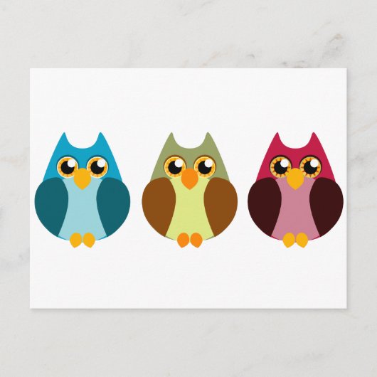 Colorful Owl Trio Briefkaart (Voorkant)