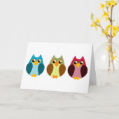 Colorful Owl Trio Kaart (Gele Bloem)