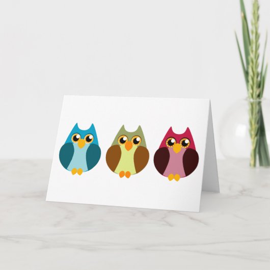 Colorful Owl Trio Kaart (Voorkant)