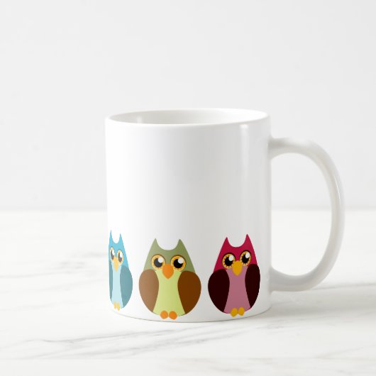 Colorful Owl Trio Koffiemok (Rechts)