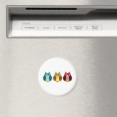 Colorful Owl Trio Magneet (Insitu (Vaatwasser))