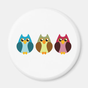 Colorful Owl Trio Magneet