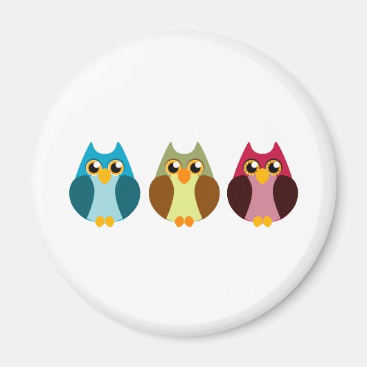Colorful Owl Trio Magneet (Voorkant)