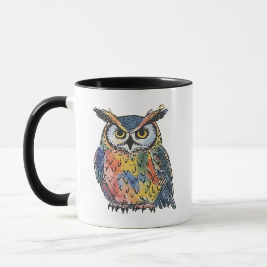 Colorful Owl Watercolor Mok (Links)