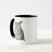 Colorful Owl Watercolor Mok (Voorkant links)