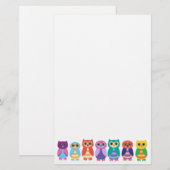 Colorful Owls Briefpapier (Voorkant / Achterkant)