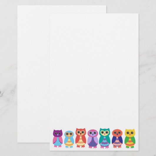 Colorful Owls Briefpapier (Voorkant / Achterkant)