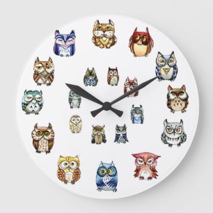 Colorful Owls Grote Klok