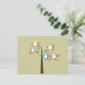 Colorful Owls in Pretty Tree Calender Briefkaart (Staand voorkant)