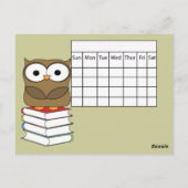 Colorful Owls in Pretty Tree Calender Briefkaart (Achterkant)